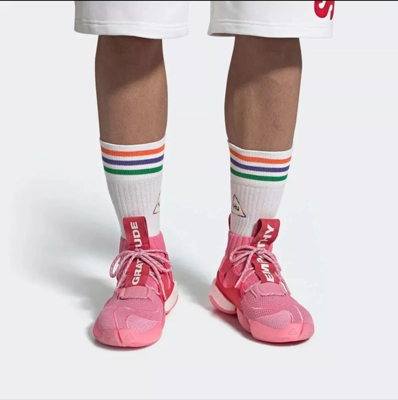 NWT Adidas x Pharrell Williams Crazy BYW gratitude Empathy pink red sneakers 7.5